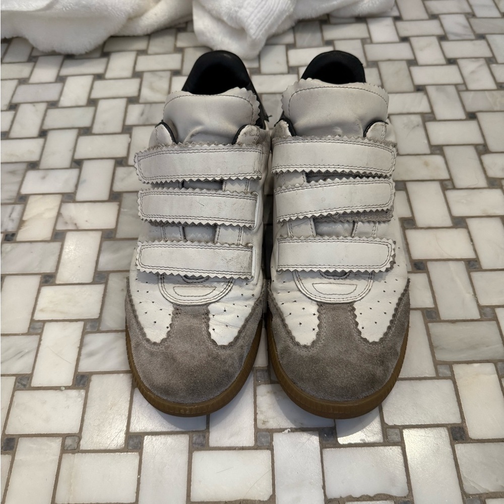 Isabel Marant Beth Gray and White Velcro Sneakers size 40